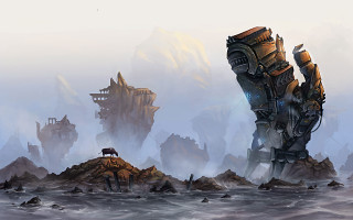 Giant robot rocky shore dog - a giant robot free wallpaper