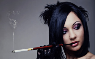 Daphne mcclure gothic fashion photorealistic - her mouth and a cigarette free wallpaper