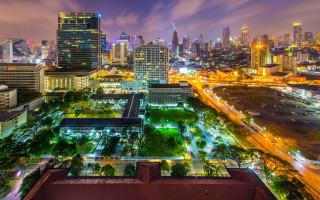 City skyline night traffic bridge - bengal school of art free wallpaper