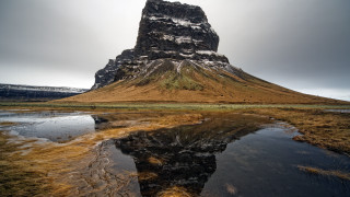 Mountain reflection sky clouds snow - a few snow free wallpaper