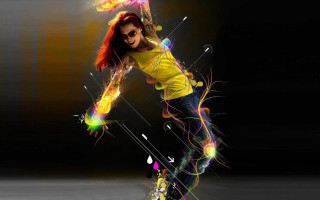 Woman dancing bright paint funk - artist free wallpaper for desktop