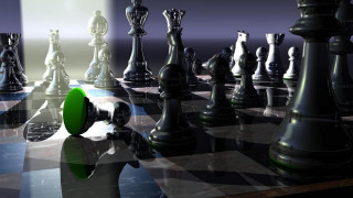 Large chessboard green pawn raytraced - the other side free wallpaper for desktop