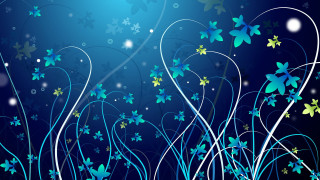 Blue flower swirls star moon - flower and swirls free wallpaper