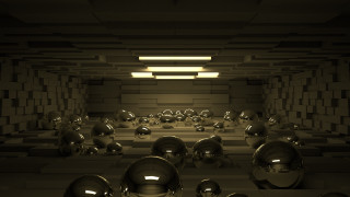 Shiny silver balls mirrors light - the wall and floor free wallpaper