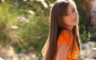 Woman bush rocks frisbee blurry 2 - a frisbee free wallpaper