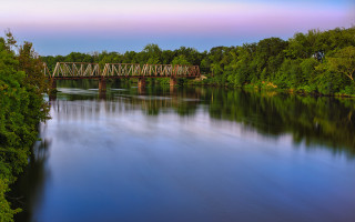 Bridge river trees sky longexposure - sky above free wallpaper for desktop