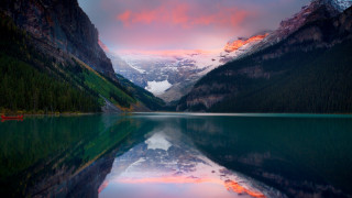 Mountain lake forest sunset reflections - david martin free wallpaper for desktop