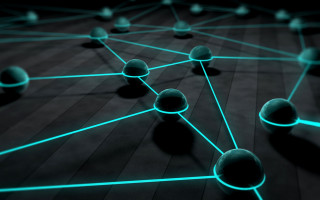 Network balls lines floor glow - a blue glow free wallpaper