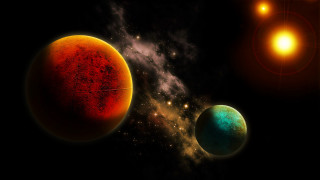 Planets starry sky moon galaxy - a group of planets free wallpaper