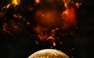 Space planet starfield brightlight mattepainting - a space scene free wallpaper