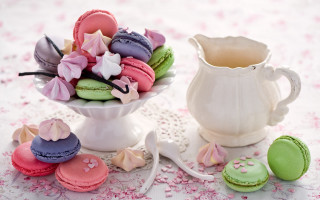 White vase macarons tea pitcher - a white vase free wallpaper for desktop