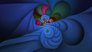 Blue red spiral geometric abstract - center free wallpaper