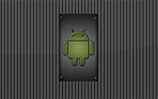Green android logo metal frame - a black wall free wallpaper