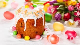 Easter cake sprinkles flowers fruit - white frosting free wallpaper