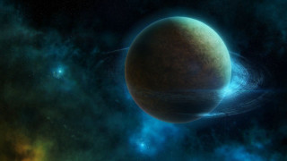 Planet ring stars blue yellow - a planet free wallpaper