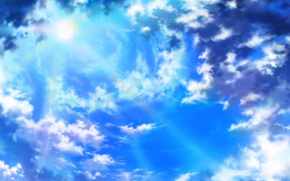 Blue sky clouds sun plane - free sky wallpaper