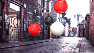 Balloons street architecture moon japanese - the side of the street free wallpaper