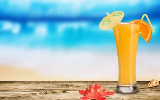Orange juice beach umbrella shell - a glass free wallpaper for desktop