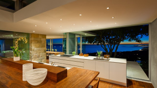 Kitchen large wooden table night - a kitchen free wallpaper