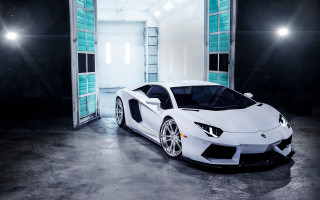 White sports car garage bright 2 - white background free wallpaper for desktop