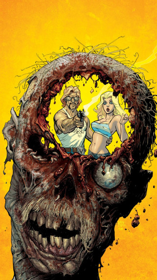 Zombie woman head man center - underground comix free wallpaper for mobile