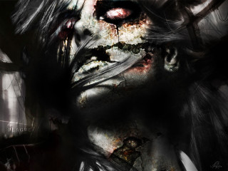 Creepy woman digital painting mark - dark art free wallpaper for desktop