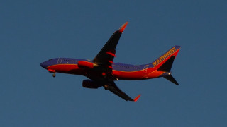 Red blue airplane sky clouds - subsurface free wallpaper
