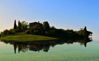 Small island house lake nature - landscape free wallpaper for desktop