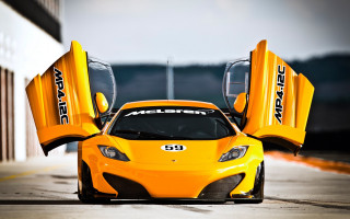 Yellow sports car open road 2 - its door free wallpaper