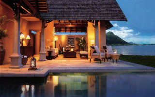 Luxury house pool patio ocean - luxury free wallpaper