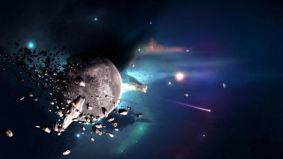 Space planet moon stars aurora - a space scene free wallpaper
