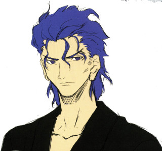 Man blue hair black shirt 2 - neogeo free wallpaper for tablet