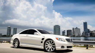White car city skyline plane - luxury free wallpaper