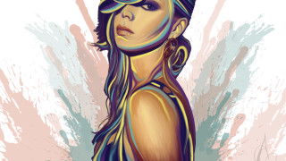 Woman hat popart beach ocean - a digital painting of a woman free wallpaper