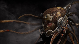 Man mask long hair mechanical - a strange look free wallpaper
