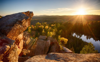 Lake forest sunset cliff lens - high free wallpaper