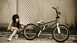 Woman bike fence outdoors honeycomb - cool free wallpaper