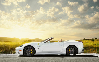 White sports car cloudy sunset - the side of the road free wallpaper for desktop