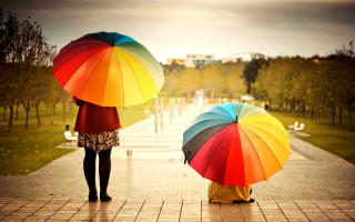 Rainy citywalk umbrellas outdoors sunset - umbrella free wallpaper