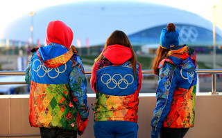 Three people colorful jackets stadium - three person free wallpaper