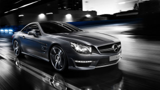 Mercedes benz coupe city street - motion blur free wallpaper