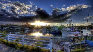 Marina boats cloudy sunset photorealistic 2 - a marina free wallpaper