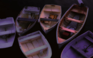 Boats lake night tiltshift photorealism - chromatic aberration free wallpaper