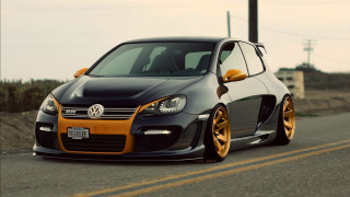 Black orange car yellow stripe - car free wallpaper