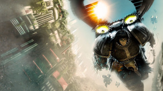 Futuristic suit glowing eyes cityscape - a futuristic suit free wallpaper