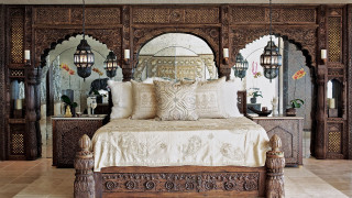 Bed mirror lights arts crafts - side of it free wallpaper