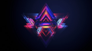 Colorful abstract triangle glowing android - geometric abstract art free wallpaper for desktop