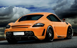 Bright orange sports car cloudy - the front of the car free wallpaper