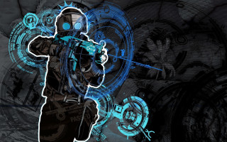 Cyberpunk man gun futuristic background - him free wallpaper for desktop
