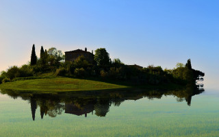 Small island house lake trees - landscape free wallpaper for desktop